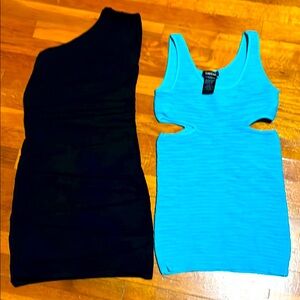 Black WOW COUTURE size M & Turquoise BEBE size M/L Women's Dresses.